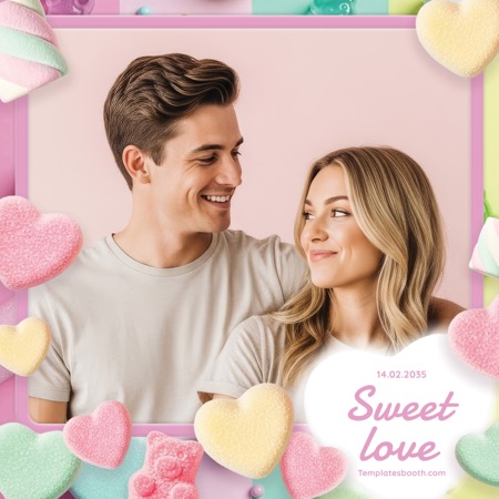 Süße Valentinstag Fotobox-Vorlage