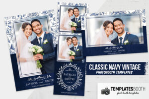 Vintage Navy Wedding Photo Booth Template