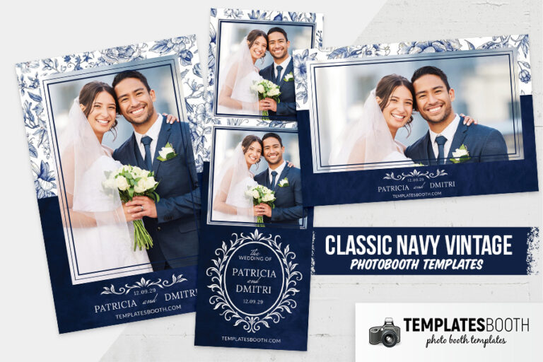 Vintage Navy Wedding Photo Booth Template
