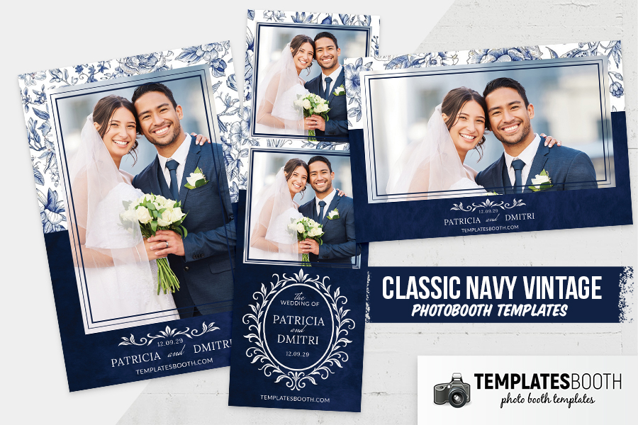 Vintage Navy Wedding Photo Booth Template