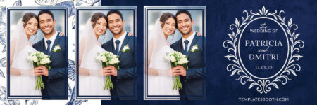 Modèle de photobooth de mariage bleu marine vintage