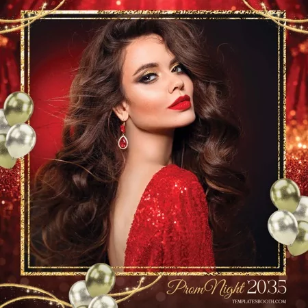 Glitter Red Prom Night Photo Booth Template – Square Overlay