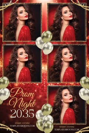 Glitter Red Prom Night Photo Booth Template – 4x6 Half & Half