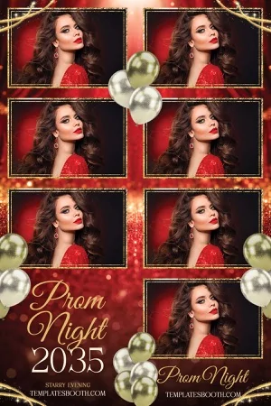 Glitter Red Prom Night Photo Booth Template – 4x6 Half & Half