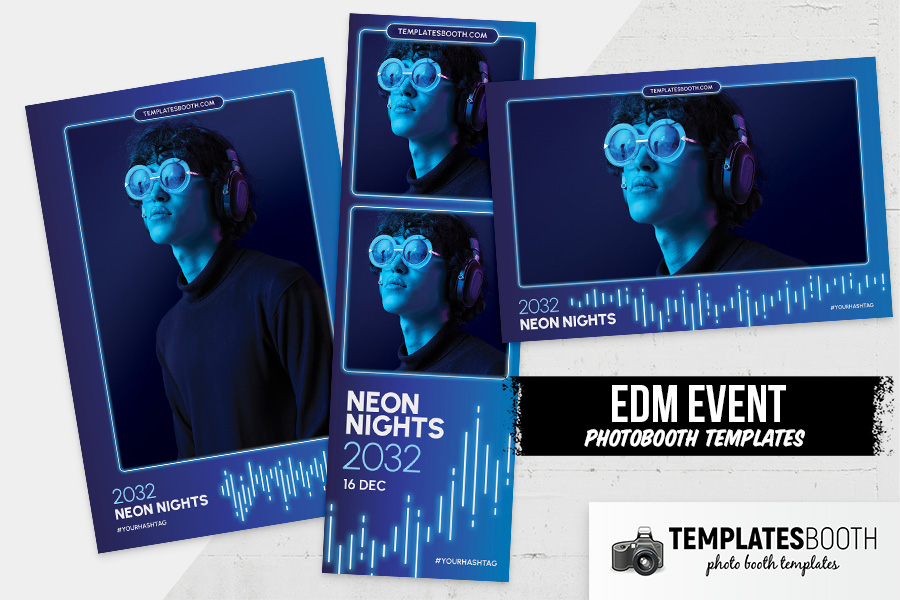 Neon Nights Photo Booth Template Preview