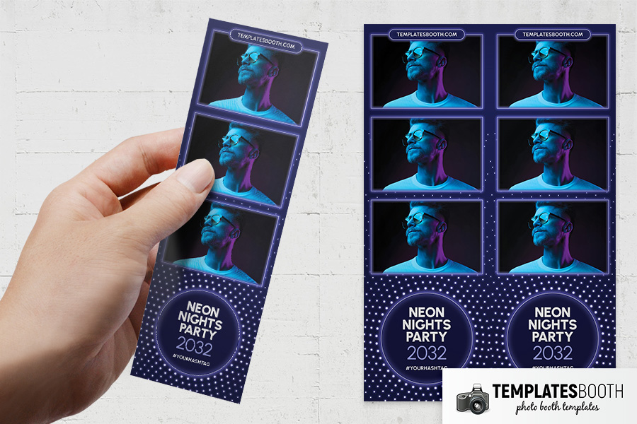 Neon Nights Party Photo Booth Template Preview