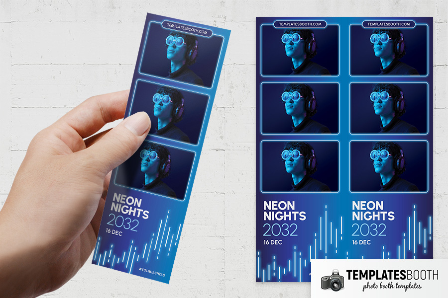 Neon Nights Photo Booth Template Preview