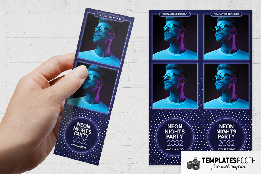 Neon Nights Party Photo Booth Template Preview