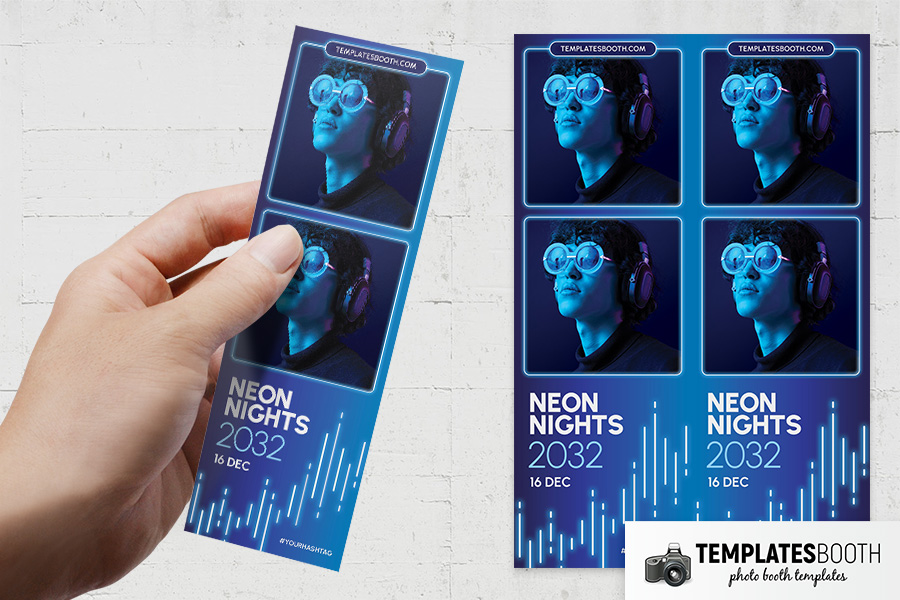 Neon Nights Photo Booth Template Preview