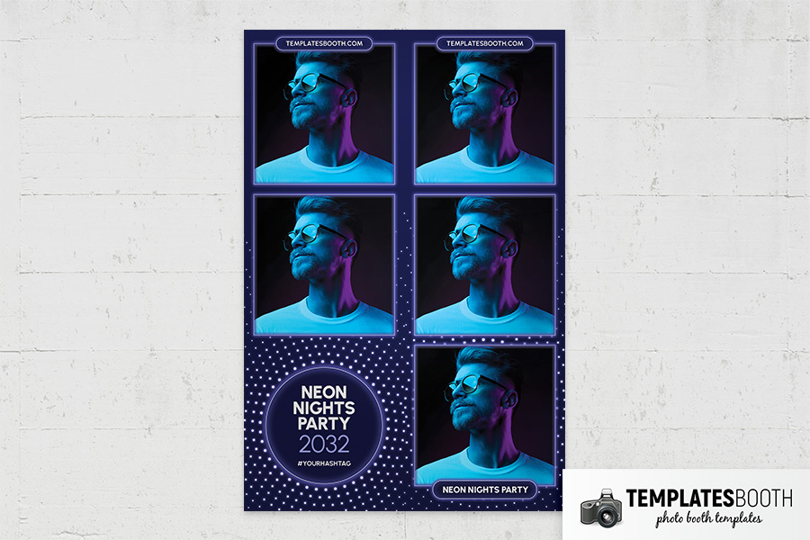 Neon Nights Party Photo Booth Template Preview