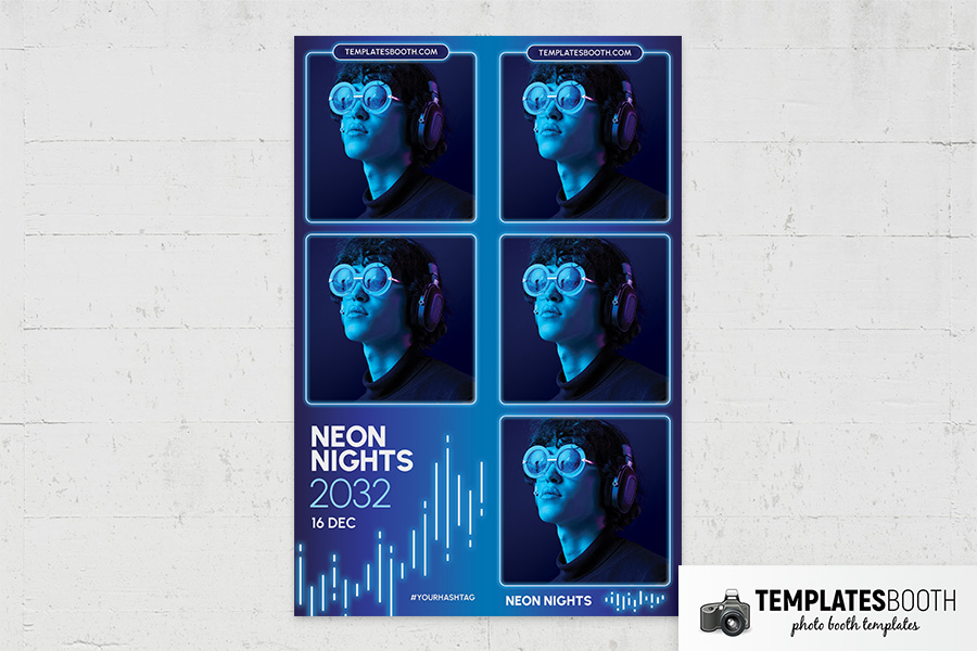 Neon Nights Photo Booth Template Preview