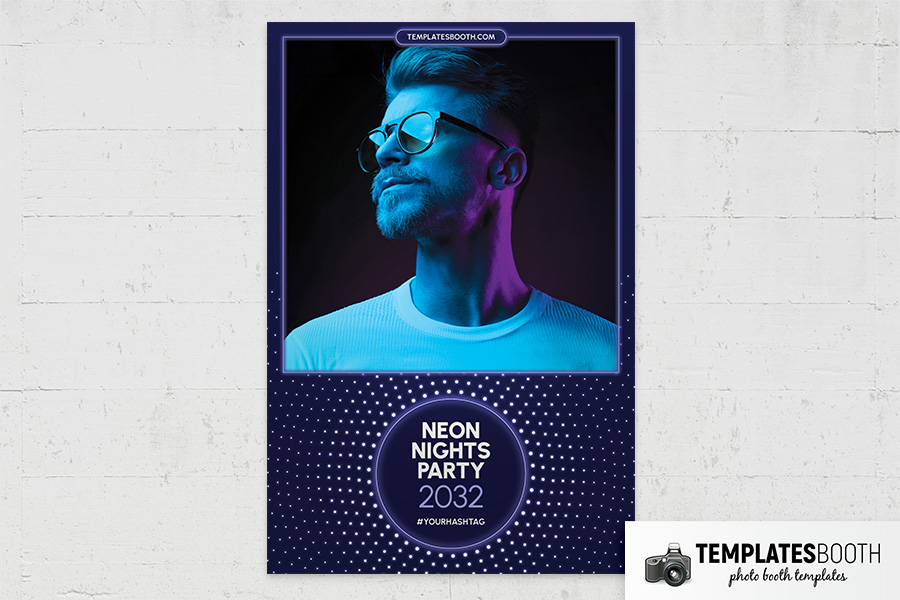 Neon Nights Party Photo Booth Template Preview