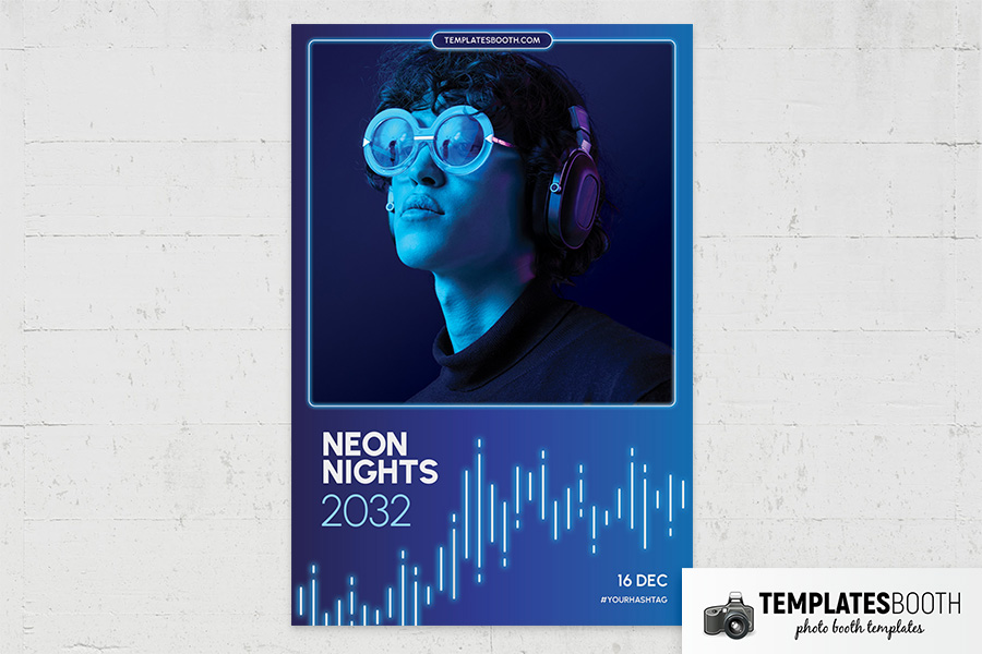 Neon Nights Photo Booth Template Preview