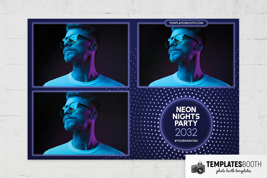 Neon Nights Party Photo Booth Template Preview