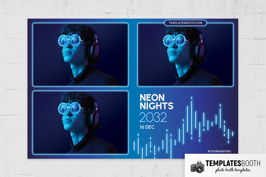 Neon Nights Photo Booth Template Preview