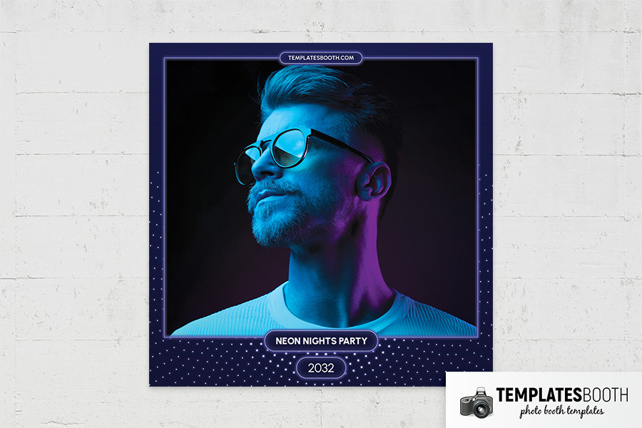 Neon Nights Party Photo Booth Template Preview