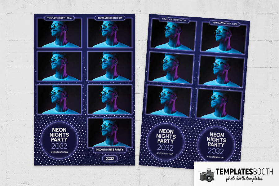 Neon Nights Party Photo Booth Template Preview