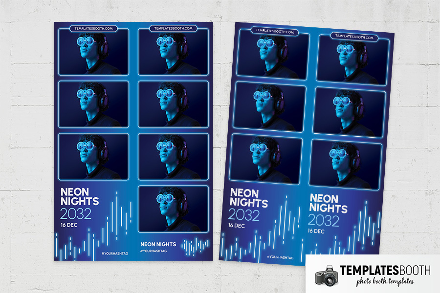 Neon Nights Photo Booth Template Preview