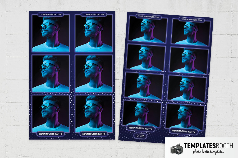 Neon Nights Party Photo Booth Template Preview