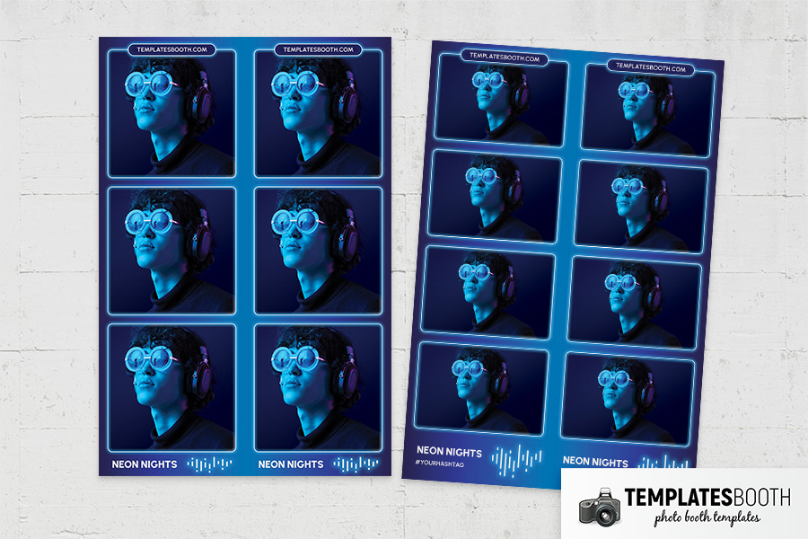 Neon Nights Photo Booth Template Preview