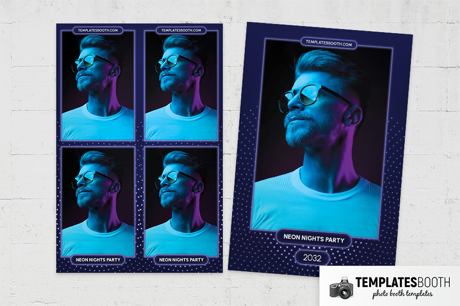 Neon Nights Party Photo Booth Template Preview