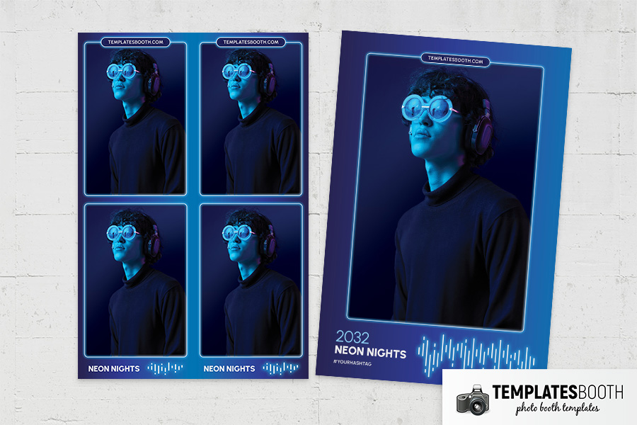 Neon Nights Photo Booth Template Preview
