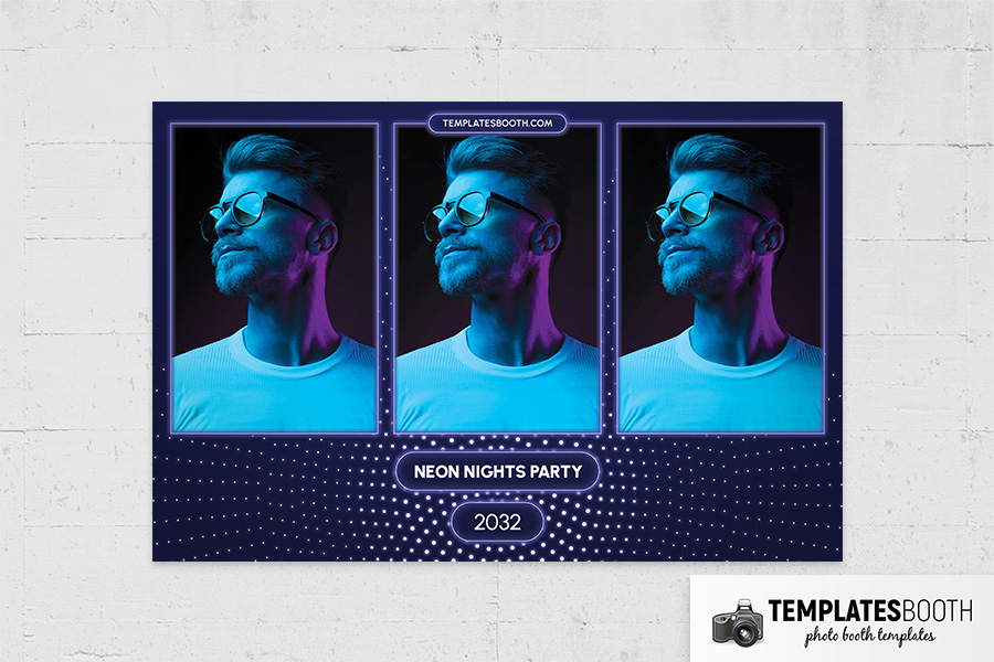 Neon Nights Party Photo Booth Template Preview