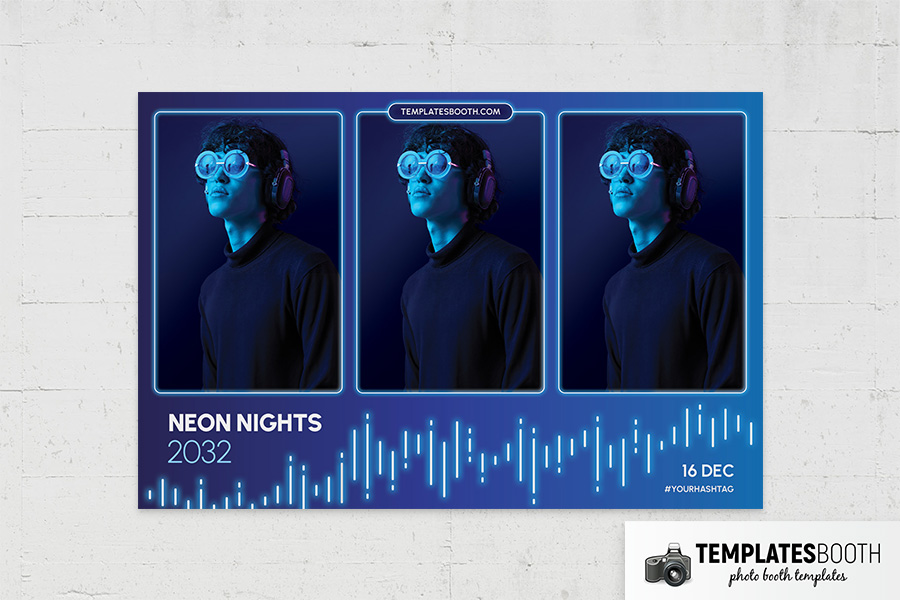 Neon Nights Photo Booth Template Preview