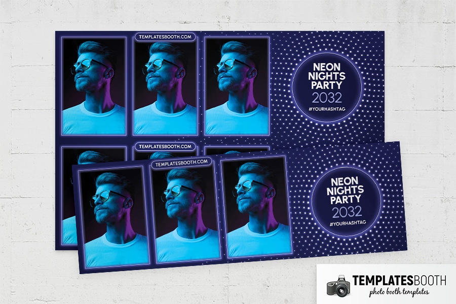 Neon Nights Party Photo Booth Template Preview