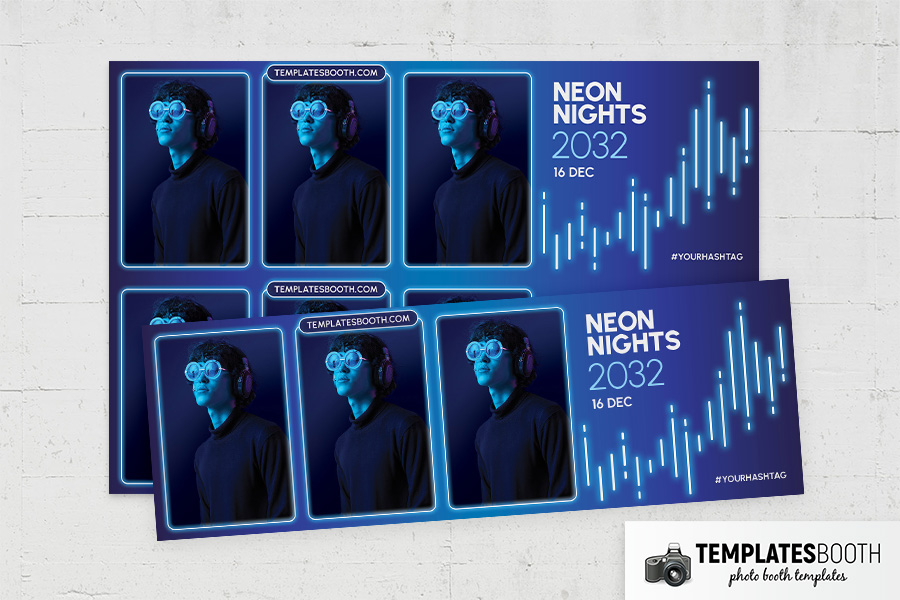 Neon Nights Photo Booth Template Preview