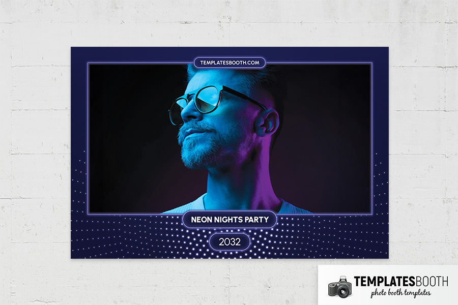 Neon Nights Party Photo Booth Template Preview