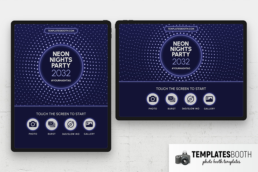 Neon Nights Party Photo Booth Template Preview