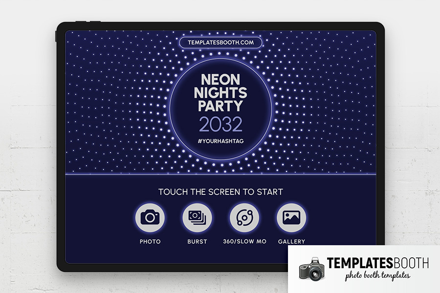 Neon Nights Party Photo Booth Template Preview