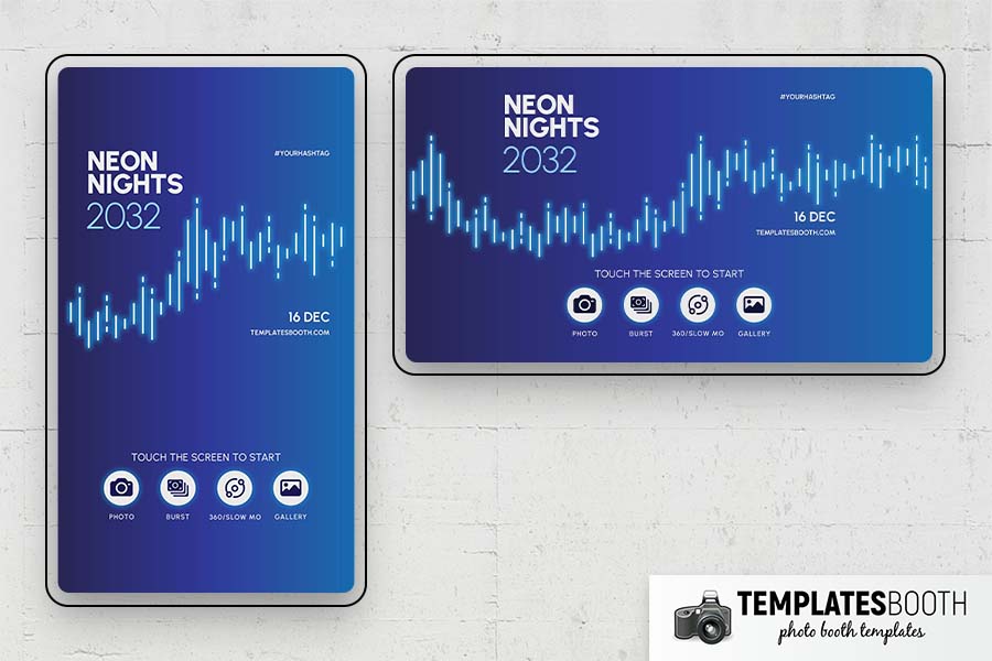 Neon Nights Photo Booth Template Preview