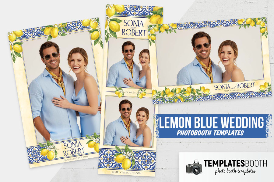 Lemon Blue Wedding Photo Booth Template