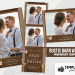 Modèle de mariage rustique dans une grange pour photobooth