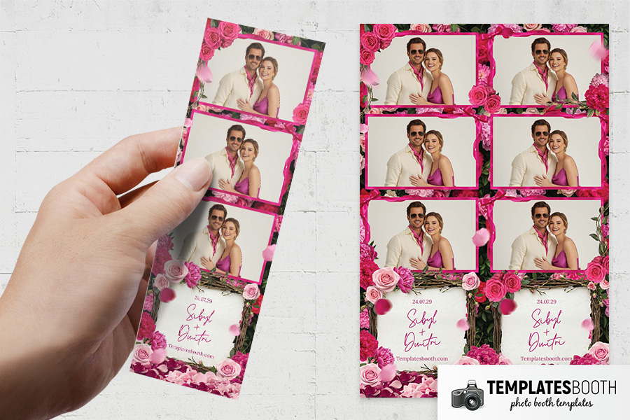 Vibrant Pink Wedding Photo Booth Template Preview