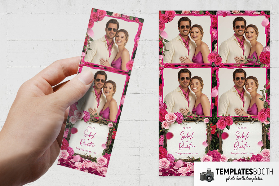 Vibrant Pink Wedding Photo Booth Template Preview