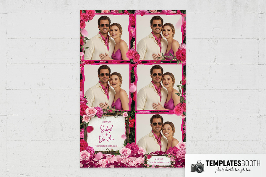 Vibrant Pink Wedding Photo Booth Template Preview