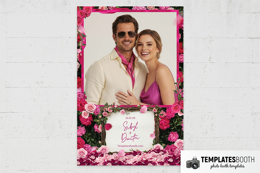 Vibrant Pink Wedding Photo Booth Template Preview