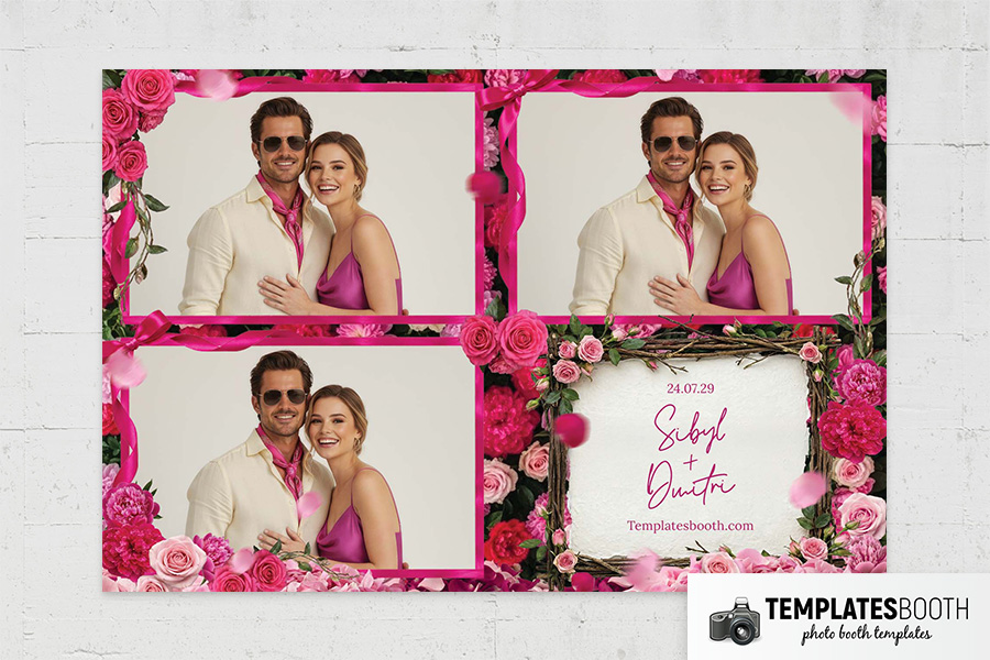 Vibrant Pink Wedding Photo Booth Template Preview