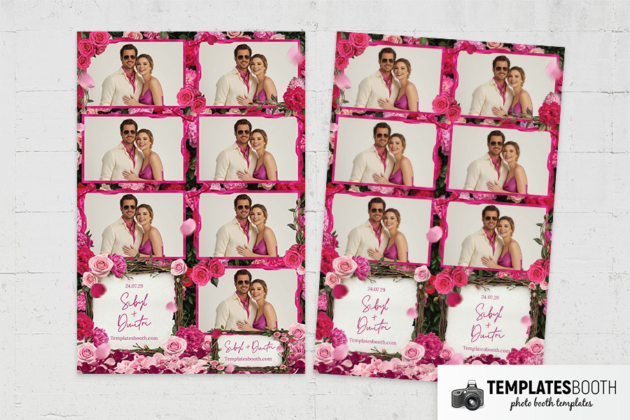 Vibrant Pink Wedding Photo Booth Template Preview