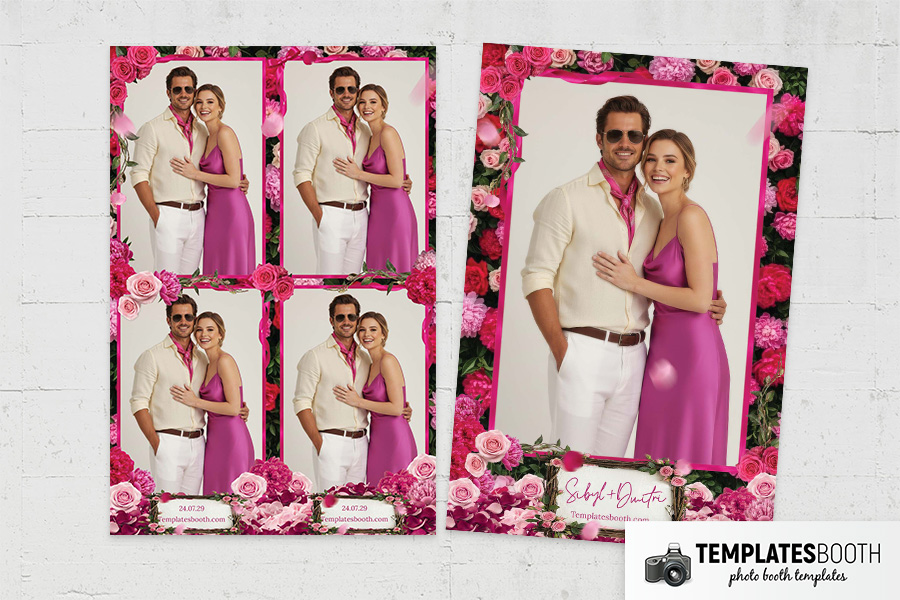 Vibrant Pink Wedding Photo Booth Template Preview