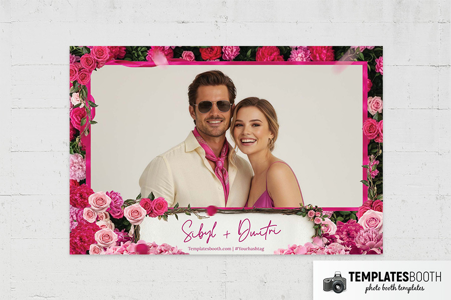 Vibrant Pink Wedding Photo Booth Template Preview