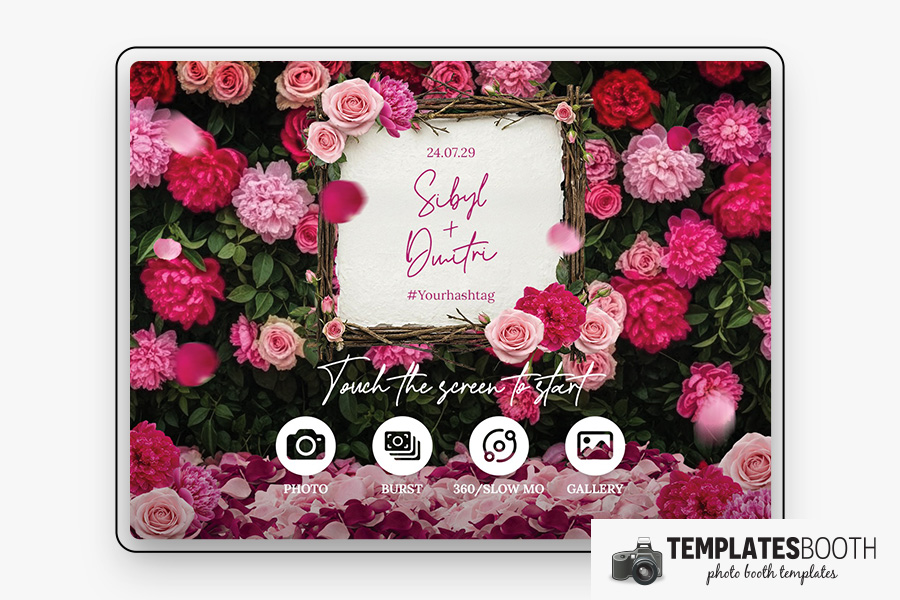 Vibrant Pink Wedding Photo Booth Template Preview