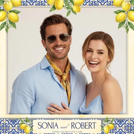 Lemon Blue Wedding Photo Booth Template
