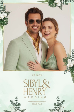 Aperçu Soft Green Wedding Photo Booth Template