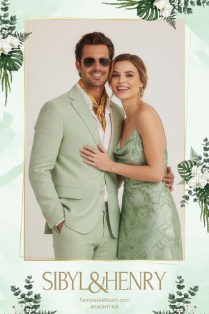 Aperçu Soft Green Wedding Photo Booth Template