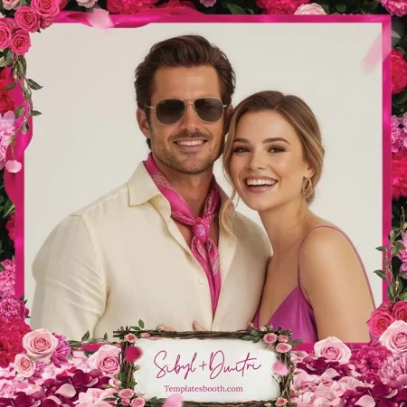 Vibrant Pink Wedding Photo Booth Template