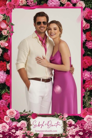 Aperçu Vibrant Pink Wedding Photo Booth Template